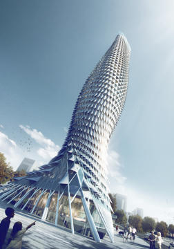 RMJM projeta torre inspirada em peixe revestida com 
