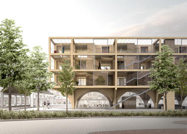 Gallery - JAJA Wins Second Prize for Swedish Housing and Market Hall Hybrid - 1