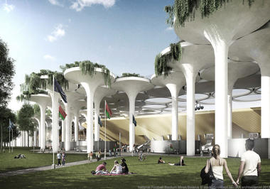 stadiumconcept and IAA architecten Create Stadium with Tractor Valve Columns