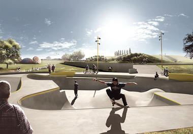 Pistas de skate que agem como contenção contra inundações