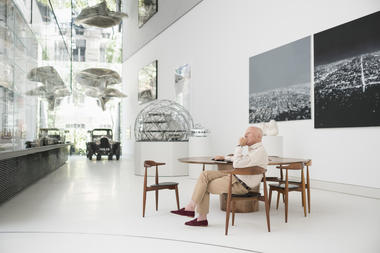 The Norman Foster Foundation's Wing-Shaped Pavilion Provides a Home for Le Corbusier's Car