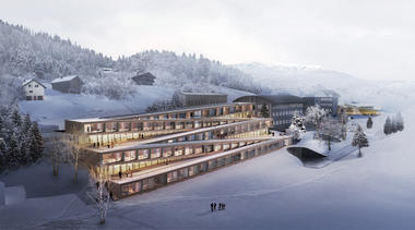 BIG公布瑞士酒店效果图，折线屋顶坡道可直接滑雪