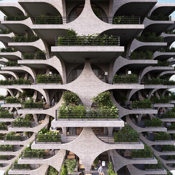 Gallery of Cascading Brick Arches Feature in Penda's Residential Tower in Tel Aviv  - 9