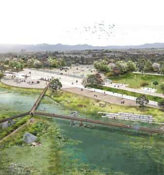 Galería de Colectivo 720, tercer lugar en concurso de ideas del futuro Parque Juan Amarillo de Bogotá  - 1