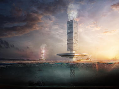 Honglin Li projeta arranha-céu abastecido por energia gerada com lixo oceânico