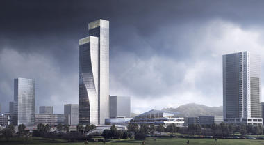 Construction in Progress on Twisting Towers in Southwest China