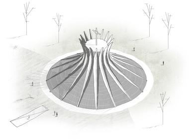 Série de desenhos explora a plasticidade das obras de Oscar Niemeyer