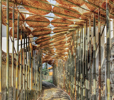 Pórtico con sombreros de bambú / Rural Culture D-R-C
