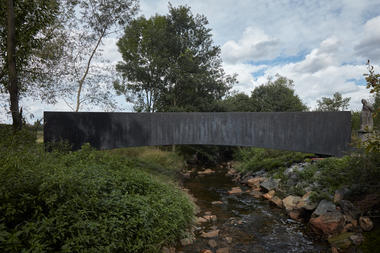 Impacto contextual: puente peatonal de concreto se funde con el paisaje