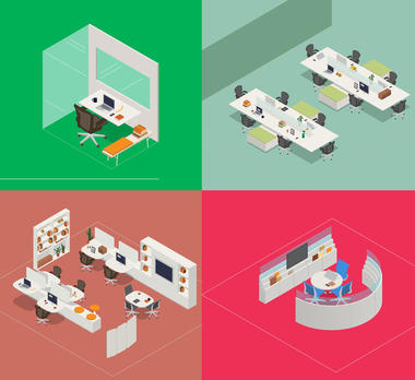Como os espaços de trabalho evoluíram de cubículos para cafeterias
