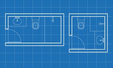 Galeria de Dimensões mínimas e layouts típicos para banheiros pequenos   - 1