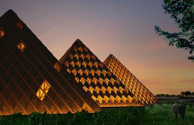 Shigeru Ban Designs Triad of Timber Pyramids for Kentucky Owl Park