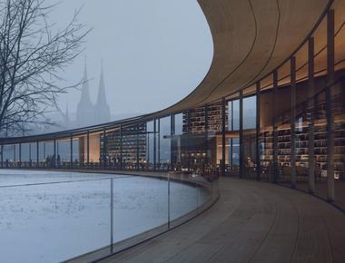 Kengo Kuma diseña biblioteca de madera en Noruega