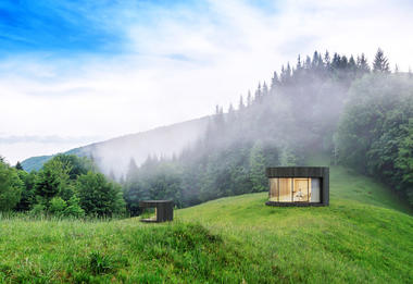 Gallery of Lumicene Designs Minimalist Prefab with Curved Glass to Connect with Nature  - 6