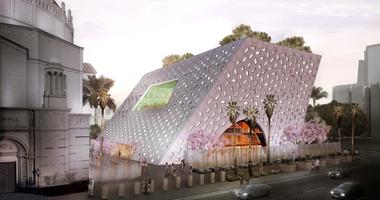 OMA 公布洛杉矶奥黛丽厄玛犹太教堂方案，倾斜立面以迎合园区历史建筑