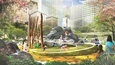 画廊 洛杉矶潘兴广场更新项目竞赛由wHY, James Corner Field Operations, 以及其他两个团队荣获四强  - 11