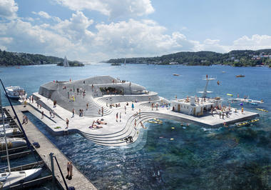 Snøhetta crea una nueva topografía para el rediseño de Norwegian Harbour Bath
