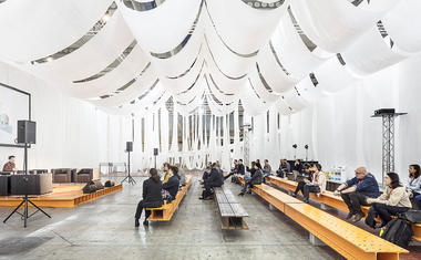 Barcelona Building Construmat  Ephemeral Space / Josep Ferrando Architecture