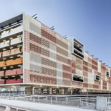 Ceramic Facade Fabric on Car Park in Saint Roch from Flexbrick