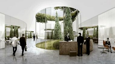 Galería de BIG + sanProgetto trabaja con celosías y formas curvas para la fachada del centro de negocios Eni en Italia  - 9